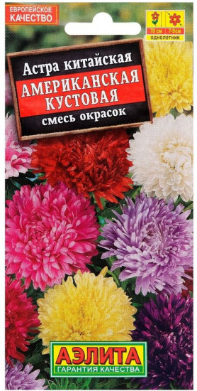 Семена. Астра «Американская кустовая», смесь, 0,2 г