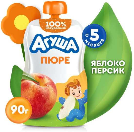 Пюре фруктовое «Яблоко-персик»