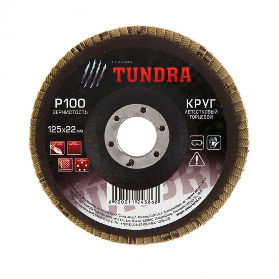 Круг лепестковый торцевой «TUNDRA» 125 х 22 мм, Р100