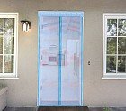 Москитная сетка "Цветы" на магнитной ленте, голубой