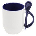 Кружка под сублимацию с ложкой «Акцент», 320 мл, синяя
