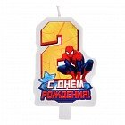 Свеча в торт «С днем рождения!», цифра 2, Человек-Паук