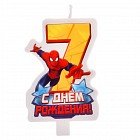 Свеча в торт «С днем рождения!», цифра 7, Человек-Паук