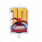 Свеча в торт «С днем рождения!», цифра 10, Человек-Паук