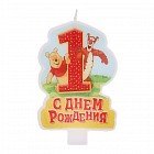 Свеча в торт «С днем рождения», цифра 1, Медвежонок Винни