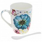 Кружка с ложкой 300 мл «Акварель», цвет в ассортименте