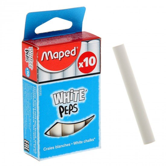 Набор мелков школьных белых «White'Peps», набор 10 штук, круглые