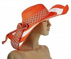 Шляпа пляжная «Анна» с бантом в горошек, цвет оранжево-белый