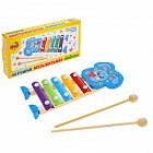 Игрушка музыкальная металлофон 5 тонов «Счастливые зверята»