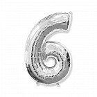 Шар фольга «6», Серебро, 40"