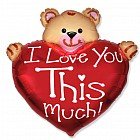 Шар фольга «Сердце с мишкой ILY», 30"