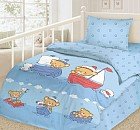 Комплект постельного белья для детской кроватки «Кораблики» (сатин, 1 наволочка 40х60)