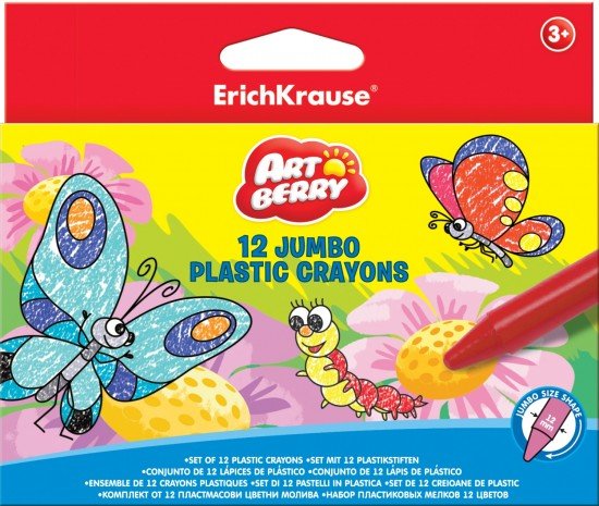 Пластиковые мелки «Jumbo Artberry», 12 цветов
