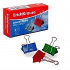 Зажим для бумаг «ErichKrause», 19 мм, 12 штук, цветные