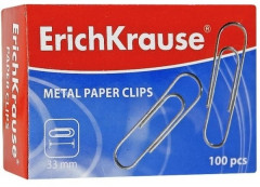 Скрепки металлические «ErichKrause», 100 штук