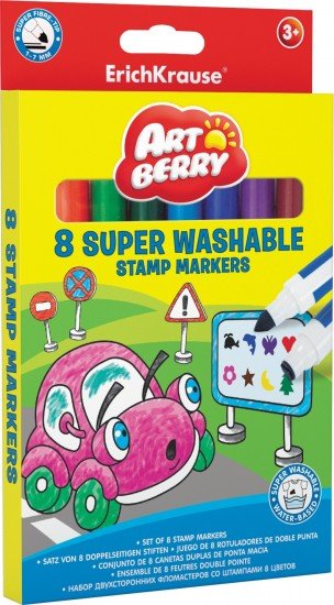 Фломастеры двусторонние «Artberry», 8 цветов