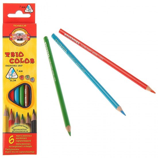 Карандаши «TRIOCOLOR», 6 цветов