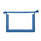 Папка пластик А4 «Офис», бесцветная, синяя, молния сверху