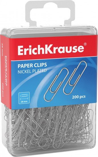 Скрепки металлические Erich Krause, 200 шт
