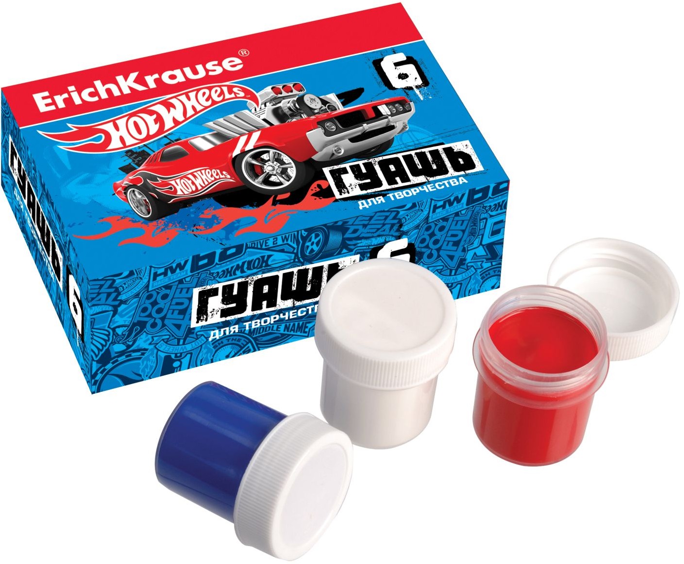 Гуашь «Hot Wheels Super Car», 6 цветов, 20 мл | Hot Wheels | Erich Krause