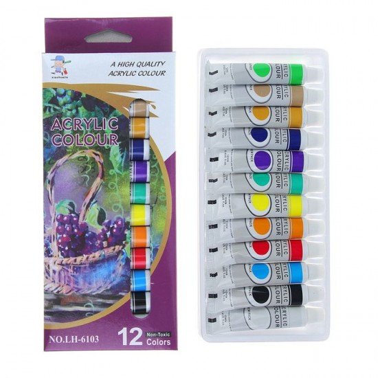 Краски акриловые «Akrylic colour», 12 цветов