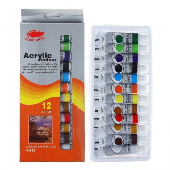 Краски акриловые «Akrylic colour», 12 цветов