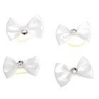 Бантики белые со стразами на латексной резинке, 3,5х2,5 см, набор 4 штуки