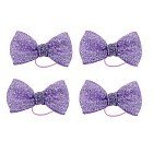 Бантик блестящий сиреневый на латексной резинке, 4,5х2 см, набор 4 штуки