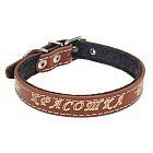 Ошейник кожаный на фетре с тиснением «Красотка», 45-48х2 см, цвет в ассортименте