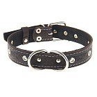 Ошейник кожаный усиленный капроном, 55х3 см, с полукольцом, цвет в ассортименте