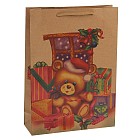 Пакет крафт «Новогдний мишка» (24×33×8 см)