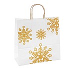 Пакет крафт «Снежинки золотые» (32×32×12 см)