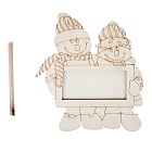 Роспись по дереву «Снеговики фоторамка» с подвесом