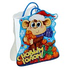 Пакет-открытка «Обезьянка с мандаринами», (12×8×15 см)