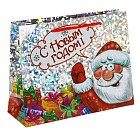 Пакет подарочный голография «Дед мороз» (18×23×8 см)