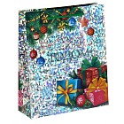 Пакет подарочный голография «Подарки» (23×27×8 см)