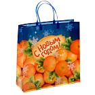 Пакет подарочный пластик «Мандарины» (30×30 см)