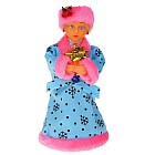 Кукла-снегурочка в розово-голубой шубке, с бантом (русская мелодия), 23 см