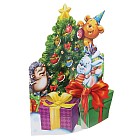 Ёлка-открытка с мишурой «С Новым годом!» (зверята)