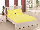 Простыня трикотажная «Acacia» на резинке (2-спальная, хлопок, 160x200+30 см, 2 наволочки 70х70 см), цвет желтый