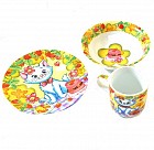 Набор детской посуды «Белая кошечка» (3 предмета)