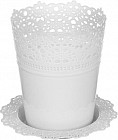 Кашпо «Ажур» (диаметр 18,5 см) с подставкой, цвет белый