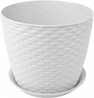 Кашпо с поддоном «Ротанг», 3 л, цвет белый