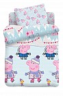 Комплект постельного белья «Джордж и Пеппа на коньках» (арт. 8848, 1,5-спальный, хлопок, 1 наволочка 70х70)