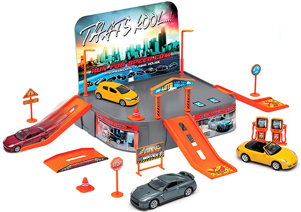 Игровой набор «City Garage Playset» с машинкой | Welly