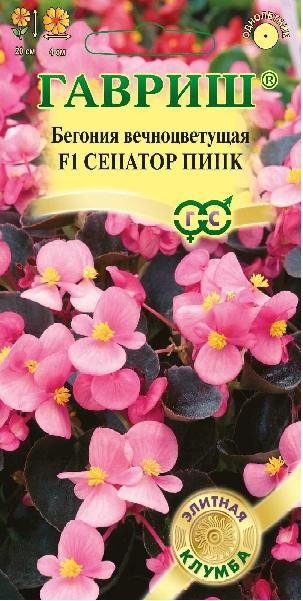 Семена. Бегония «Сенатор Пинк F1», 4 шт | Элитная клумба | Гавриш