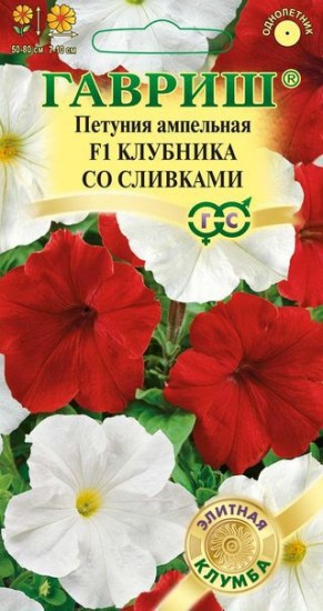 Семена. Петуния ампельная «Клубника со сливками F1», 10 шт (пробирка)