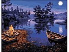 Холст для рисования по номерам с красками «Костер у озера», 40х50 см