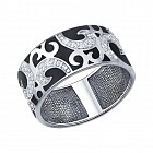 Кольцо из серебра с эмалью с фианитами