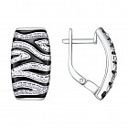 Серьги из серебра с эмалью и фианитами